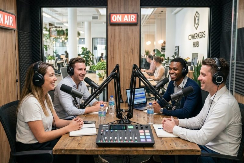 6 Coworking Spaces with Private Podcast & Recording Booths for Your Team's Content Days